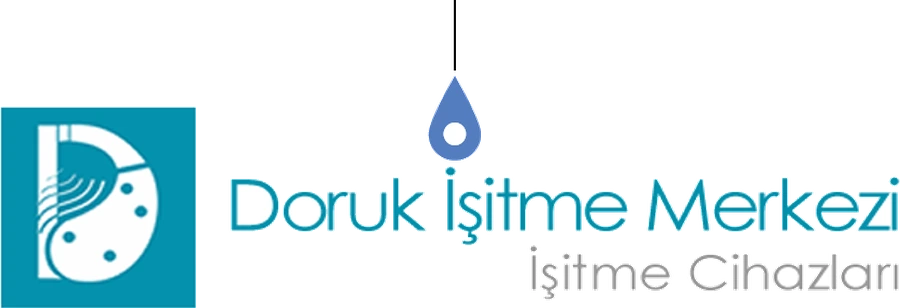 Doruk'un eski logosu: turkuaz kare içinde stilize D harfi, yanında &laquo;Doruk İşitme Merkezi &mdash; İşitme Cihazları&raquo; yazısı