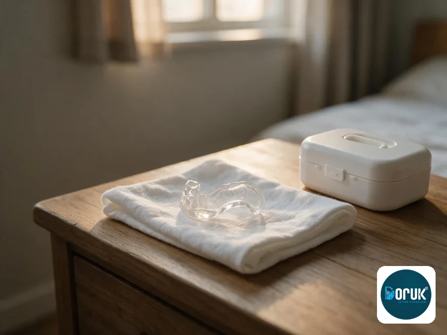 Kurumaya bırakılmış kulak kalıbı, yanında küçük nem alma kutusu