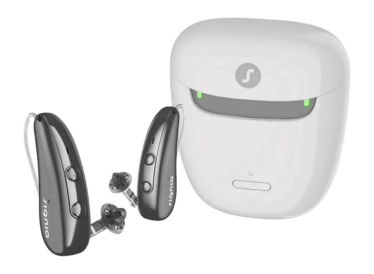 Signia Pure Charge&Go IX, grafit renkli şarj edilebilir kulakta alıcılı işitme cihazı