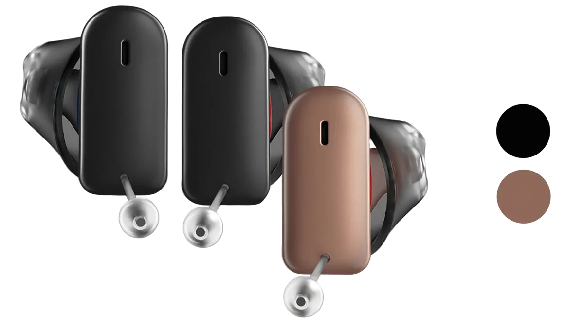 Signia Silk Charge&Go IX renk seçenekleriyle, şarj edilebilir hazır kanal içi işitme cihazı